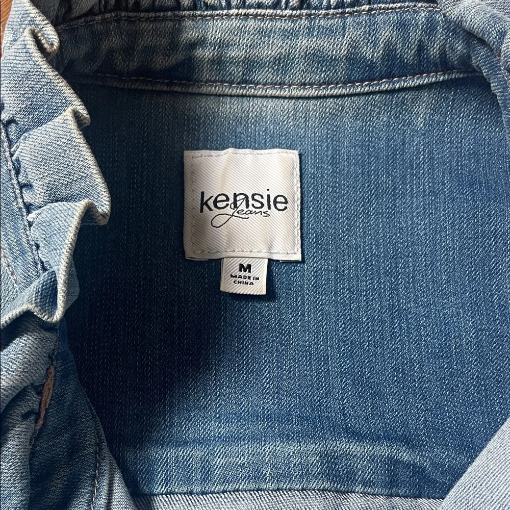 Light Blue Denim Jacket with Ruffles - Picture 2 of 4